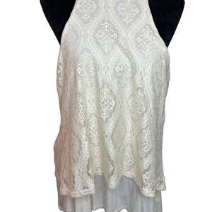 Shyanne Lace Sleeveless Women’s Cream Tank Top Size M